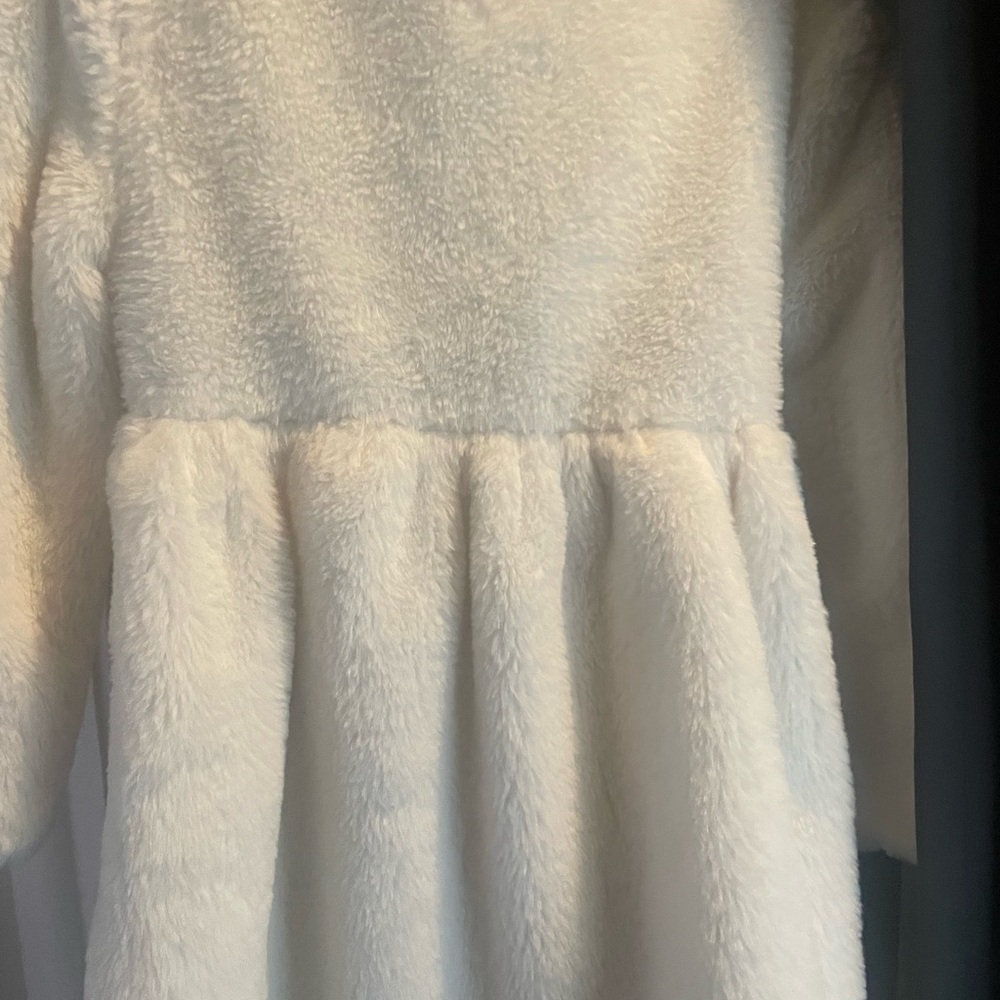 Blueberi Boulevard White Fuzzy Coat with Red Accents - Picture 8 of 13